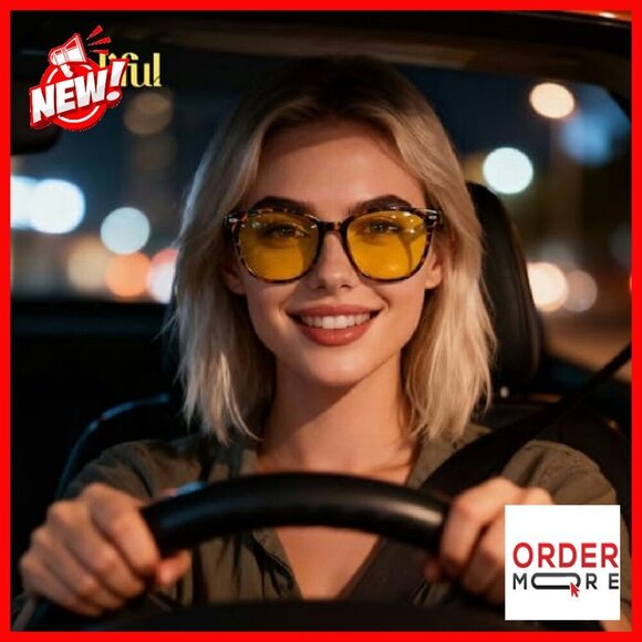 Night Vision Driving Glasses Anti Glare Polarized Yellow Lens Lightweight
